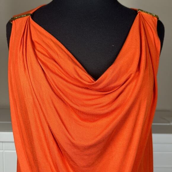 Michael Michael Kors Sleeveless Knot Detail Dress Orange Persimmon Coral Size M - Picture 3 of 15